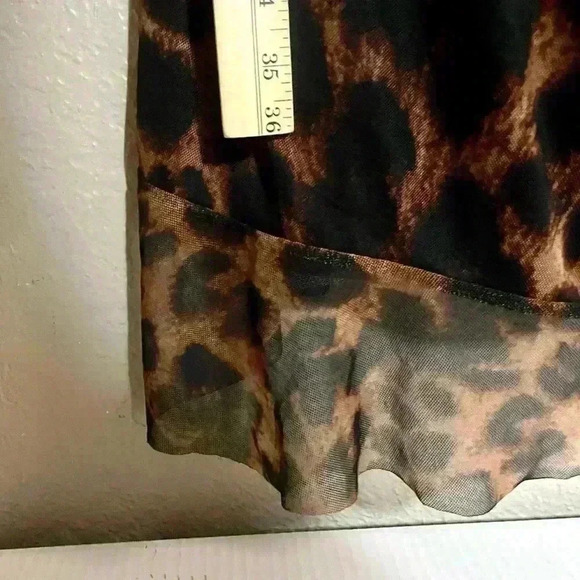 Pretty Little Thing Brown Mesh Leopard Print Ruched Bodycon Dress Size 16 - Picture 8 of 8